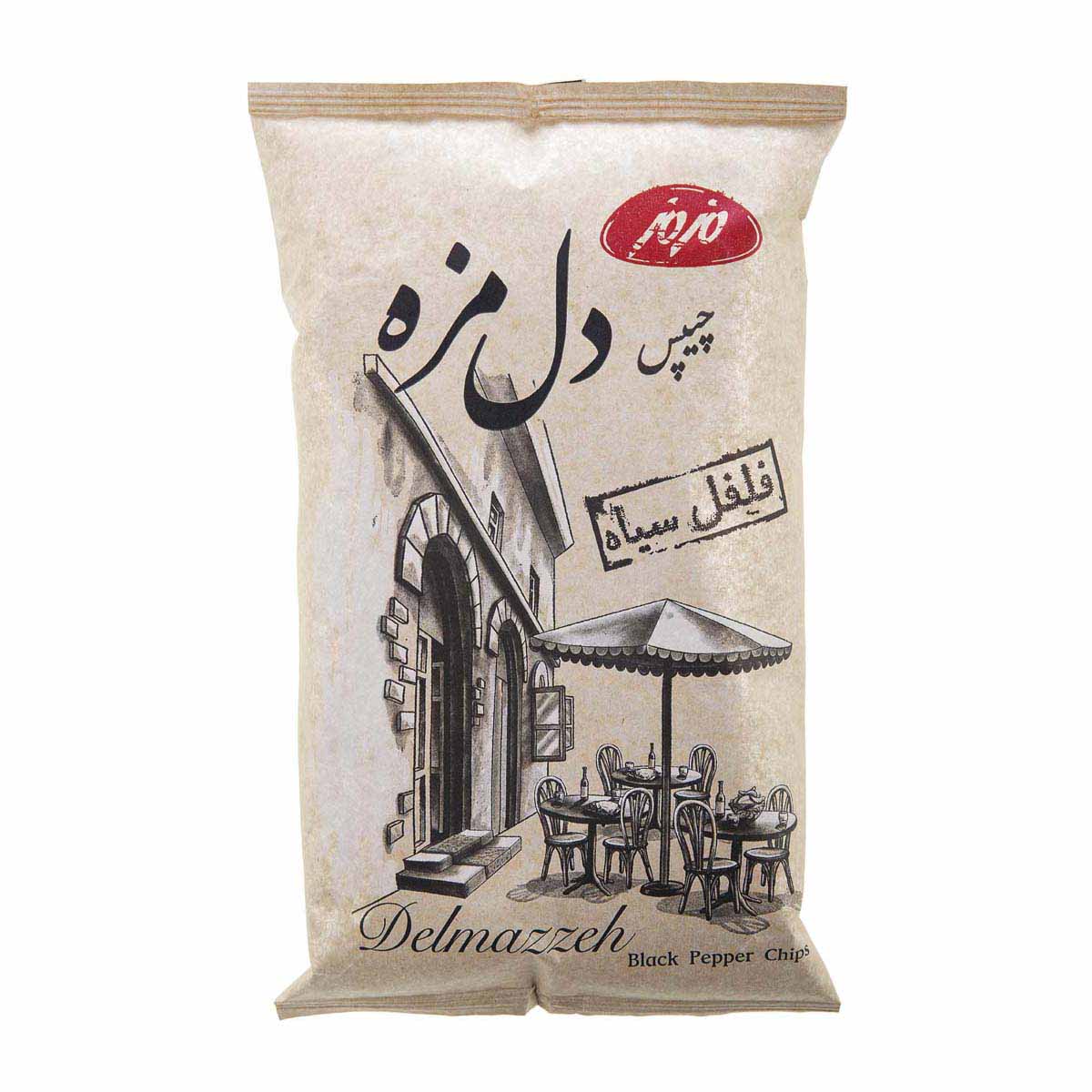 چیپس سیب زمینی فلفل سیاه دل مزه ۹۰گرم مزمز