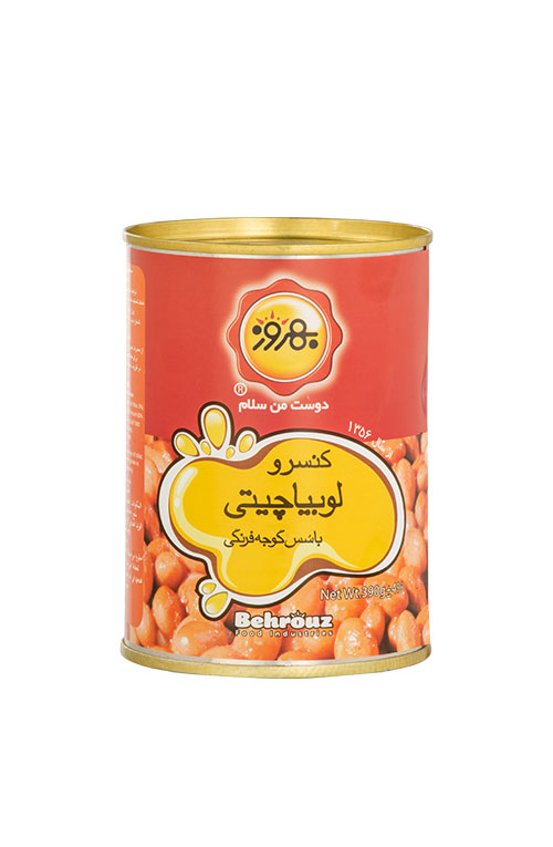 کنسرو لوبیا چیتی با سس گوجه فرنگی 390گرم بهروز